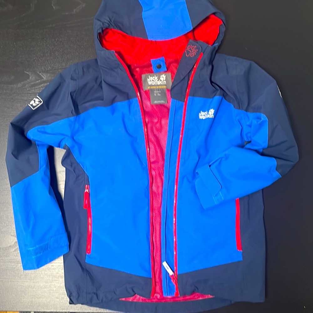 EUC RAINCOAT WINDBREAKER Layer hooded jacket JACK WOLFSKIN 8-10y